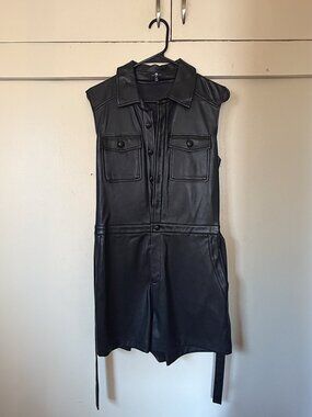 7 For All Mankind Faux Leather Black Romper